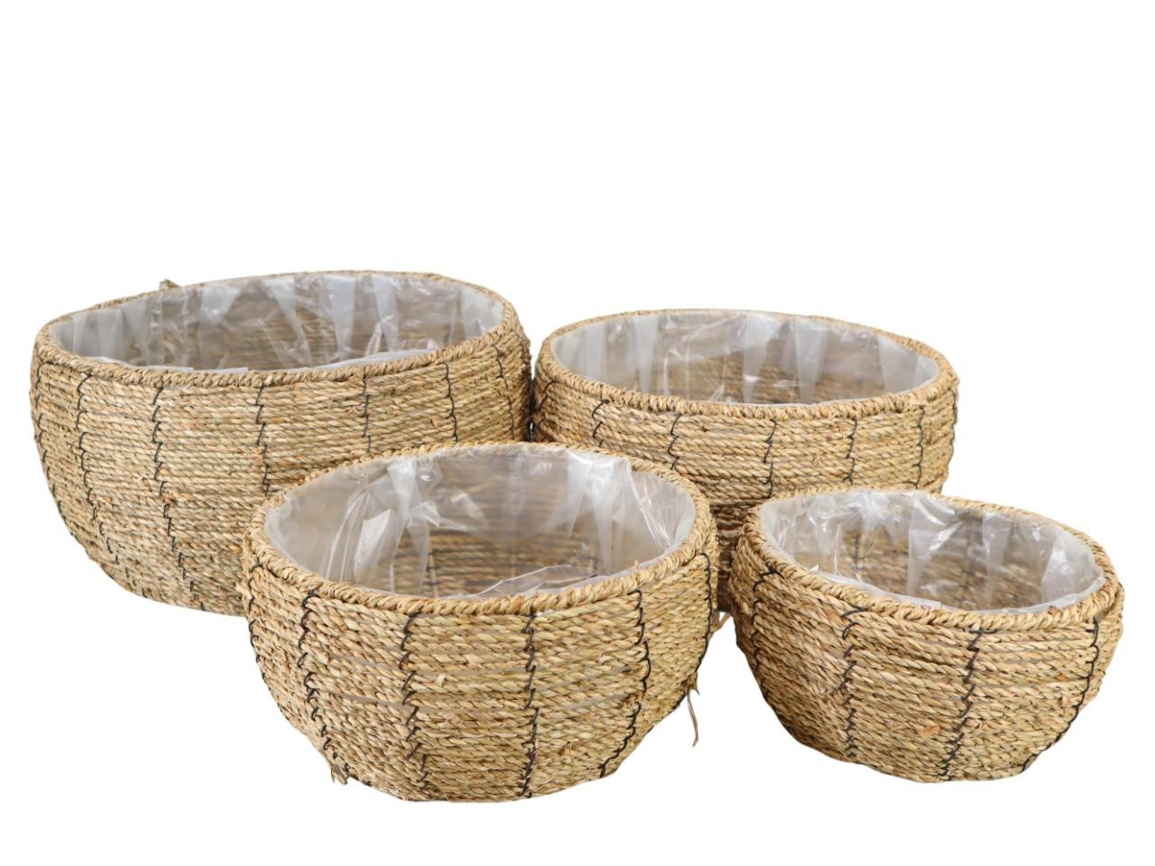 Korbsatz rund Seegras Set/4 natur D37/32/26/21cm