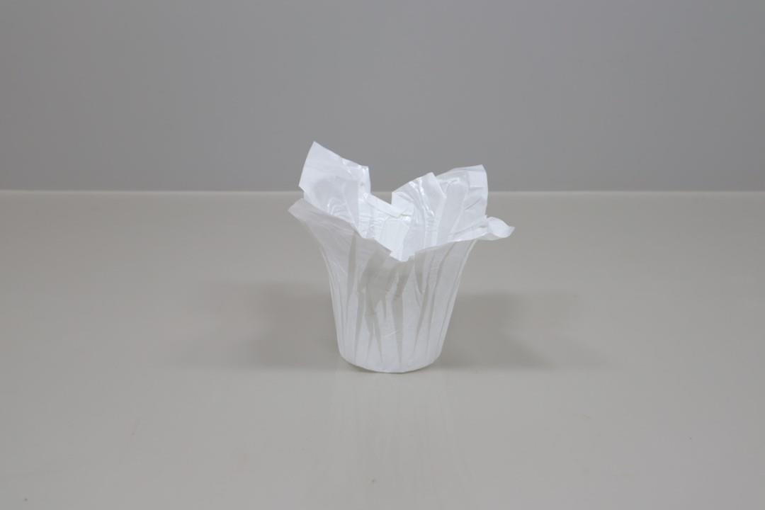 Deco Wraps Ribbed Kraftpapier wasserf. weiß D10,5xH9cm
