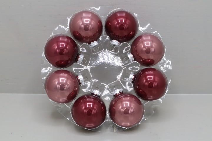Glaskugel 40 mm 28 Stück soft cranberry mix