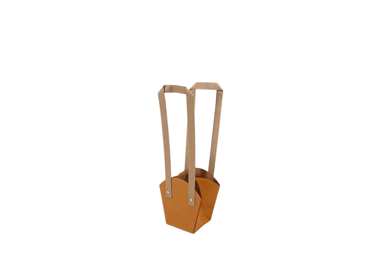 Papiertasche 10x10cm langer Henkel orange