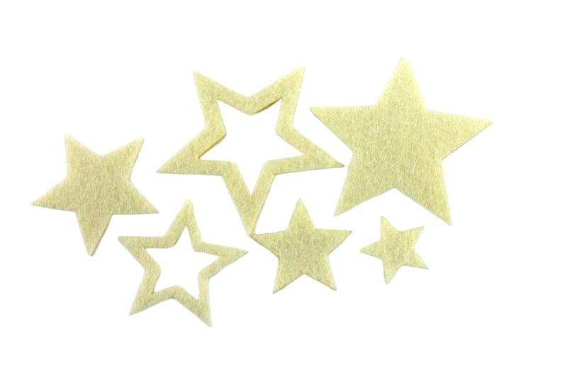 Streuer Filzsterne Mix Deluxe 6-fach creme D2,5-6,8cm