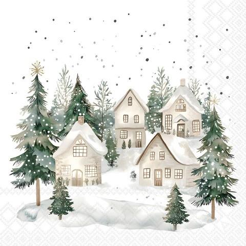 Serviette 33x33 cm Snowy Houses