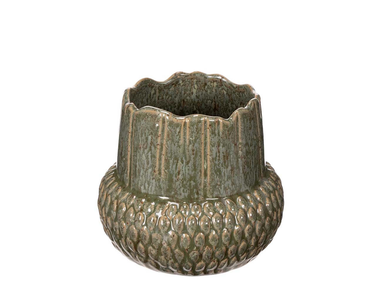 Übertopf Eichelform Keramik grün D12xH10,5 cm