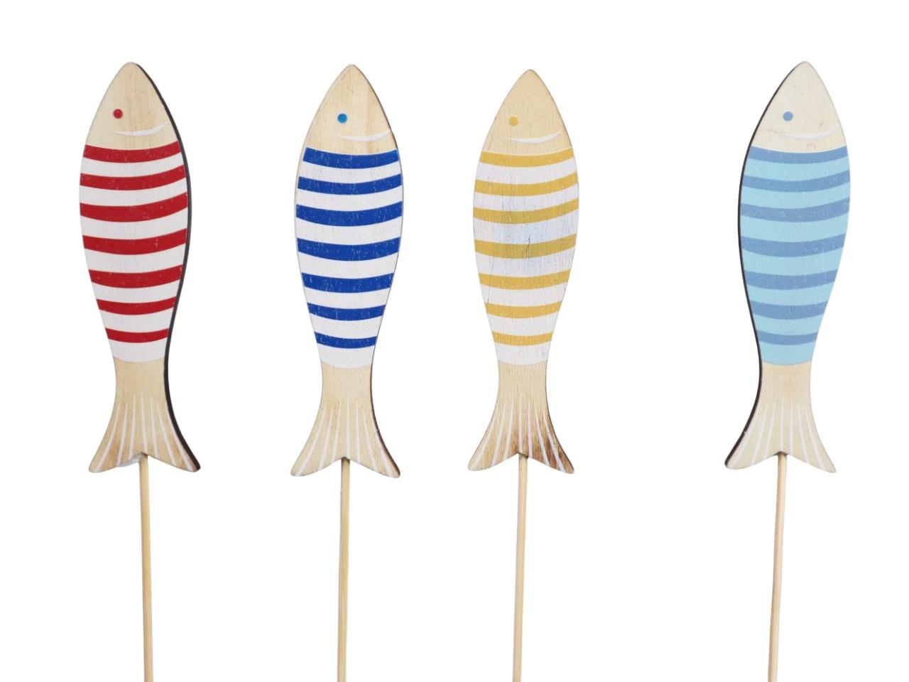 Stecker Fische Holz farbmix L11cm +Pin