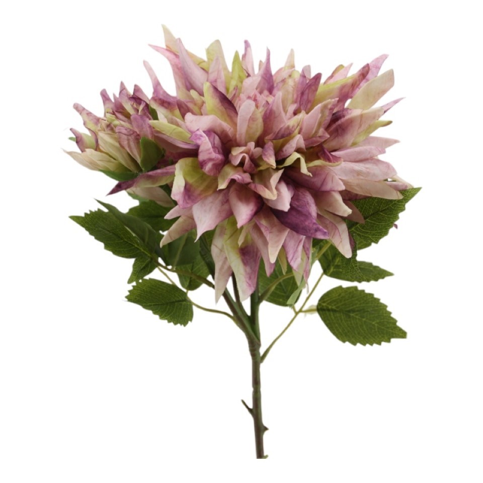 Dahlie Blüte am Stiel m. Blätter lavendel L66cm