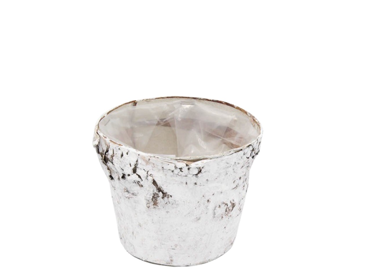 Topf Birkenrinde m. Folie weiß D13cm