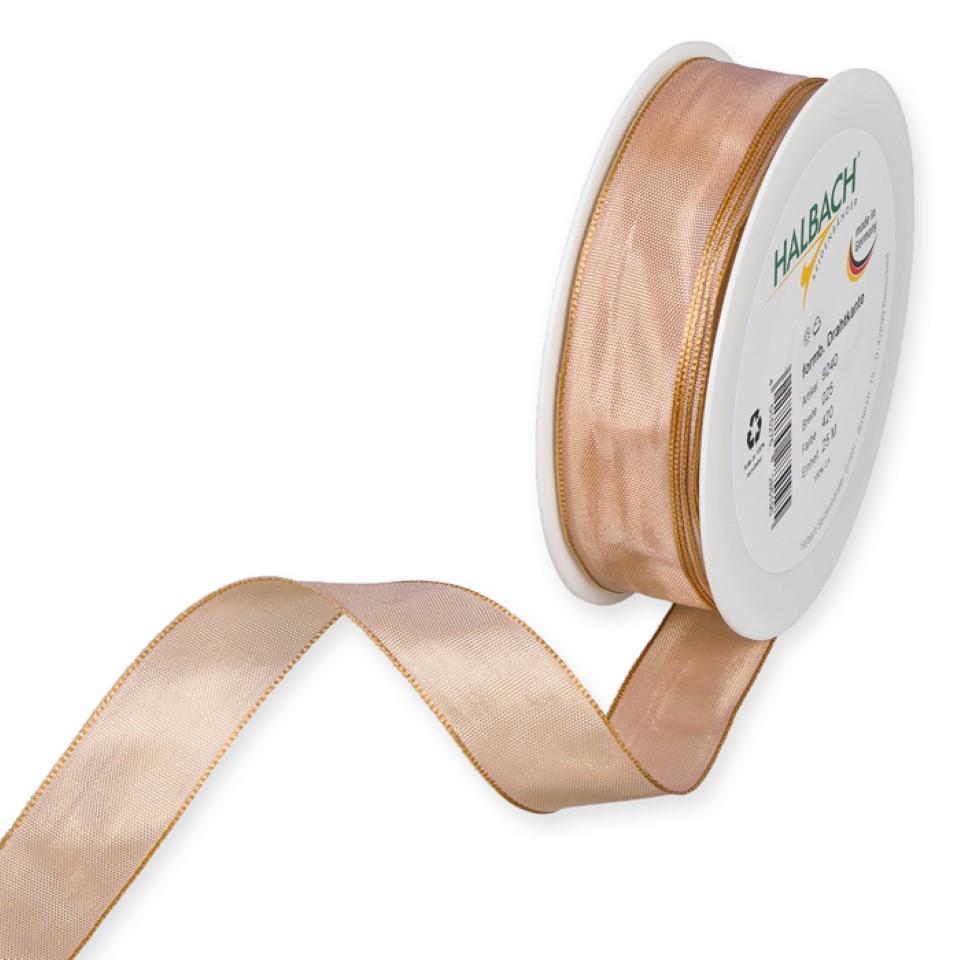 Drahtkantenband 25mm hellapricot 420