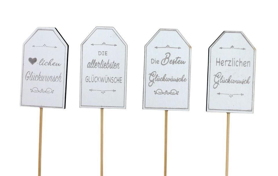 Stecker Schild Togo "Glückwunsch" Holz 7x4cm + Pin