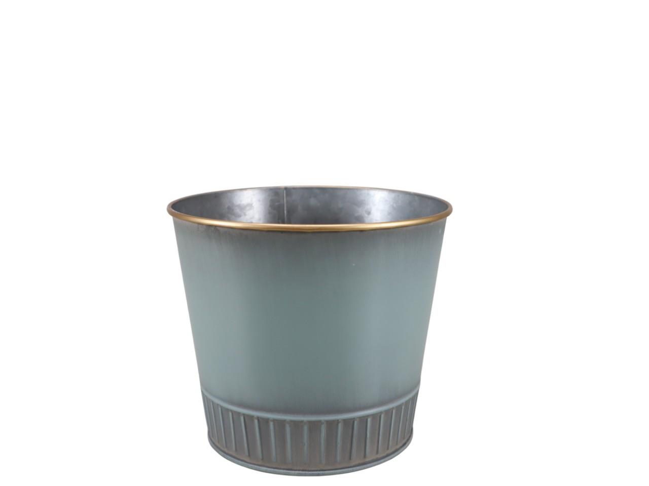 Übertopf grün-mint m. Goldrand Metall D15,5cm