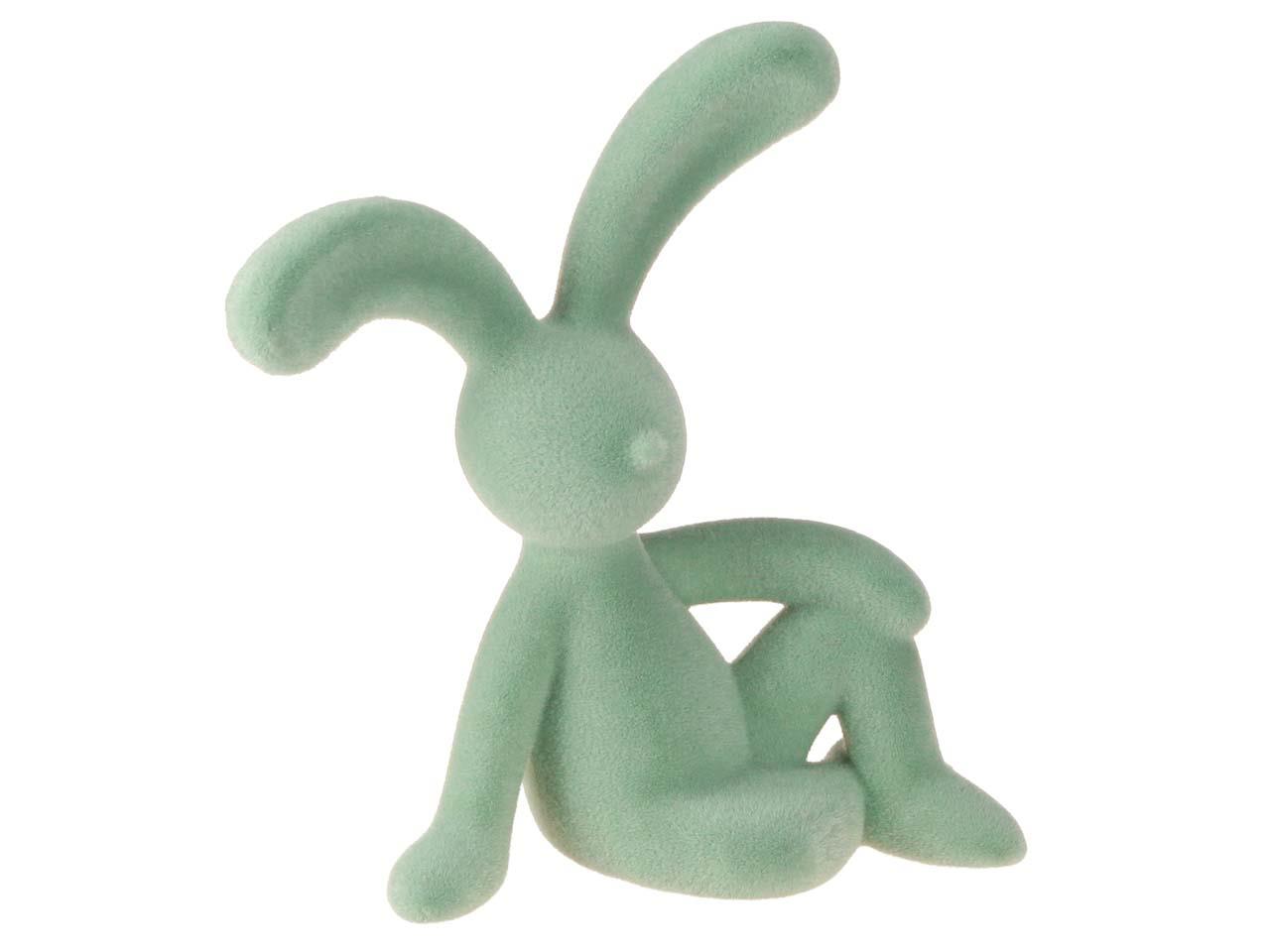 Hase halb liegend Kunststoff beflockt salbei D23cm