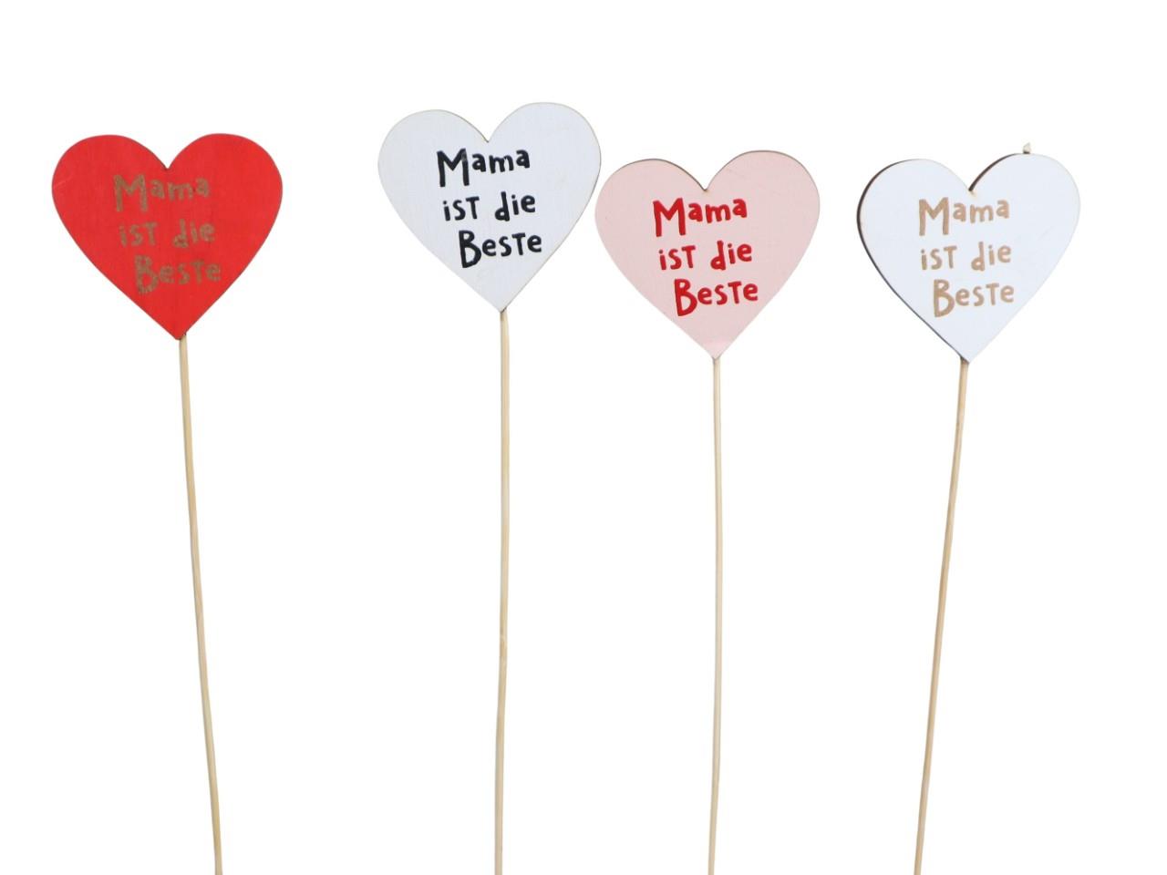 Stecker Herz "Mama" Holz farbmix D7cm + Pin