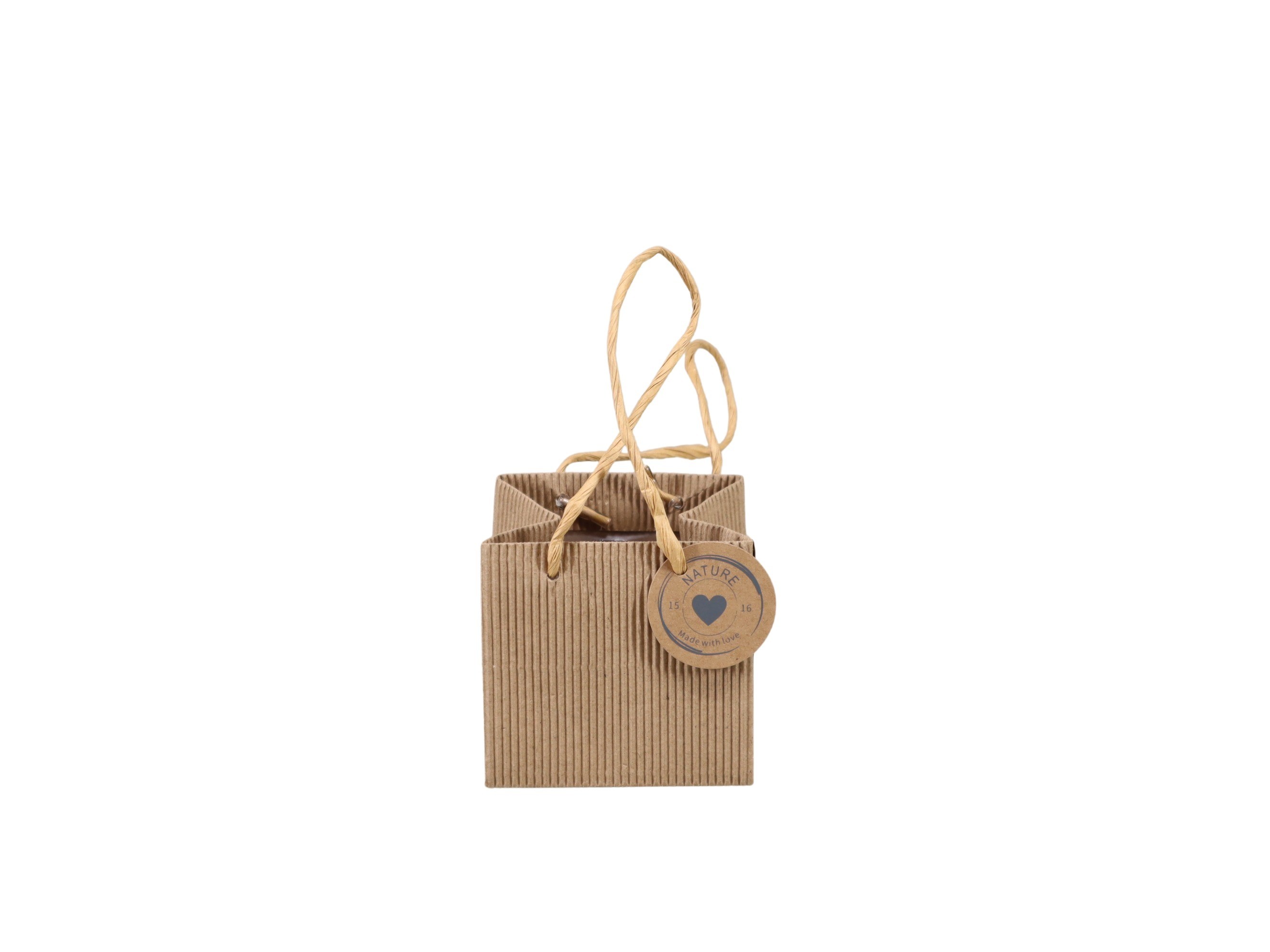 Pflanztasche Ribbel Papier m. Henkel natur D8,5x8,5m
