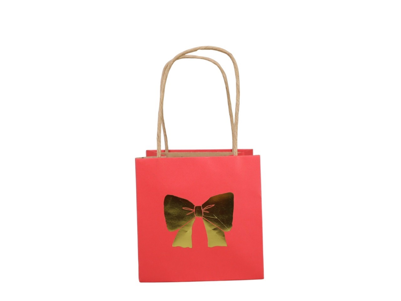 Pflanztasche Schleife Papier rot/gold D12cm