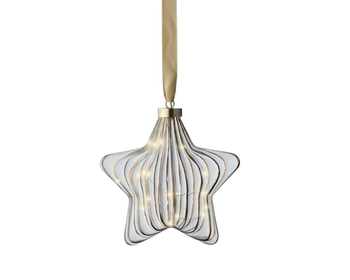 Stern hängend inkl. 15 Micro LED klar/gold D20cm