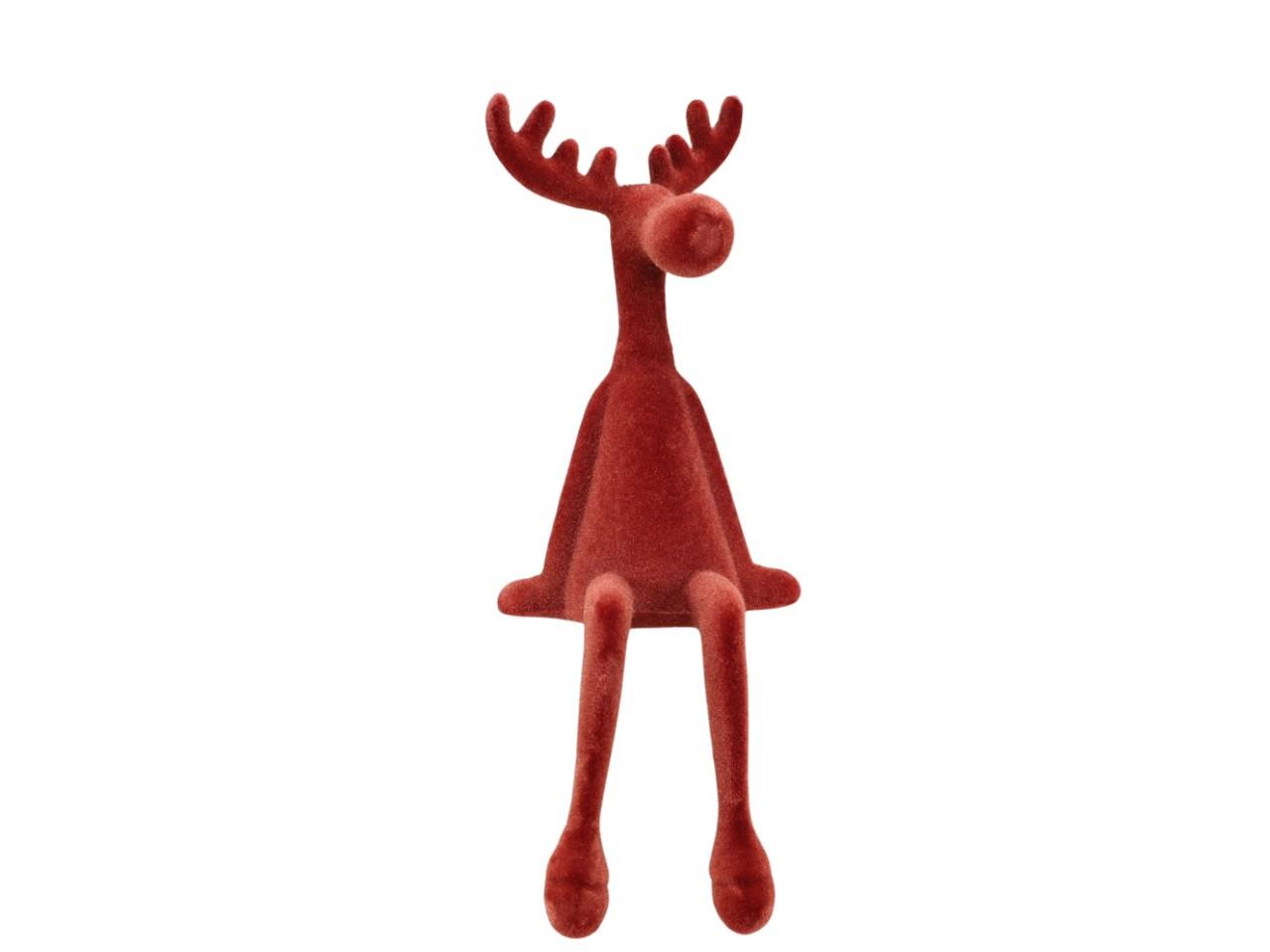Rentier sitzend beflockt Kunststoff roibusch 35,6cm