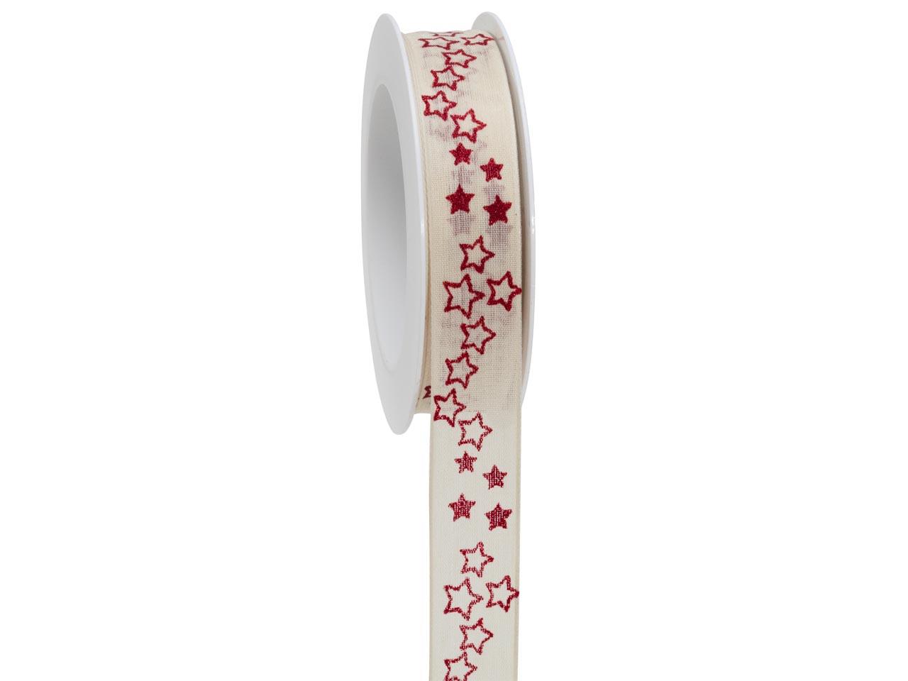 Band All my Stars mit Draht 25 mm 18 m creme/kardinal 021/26