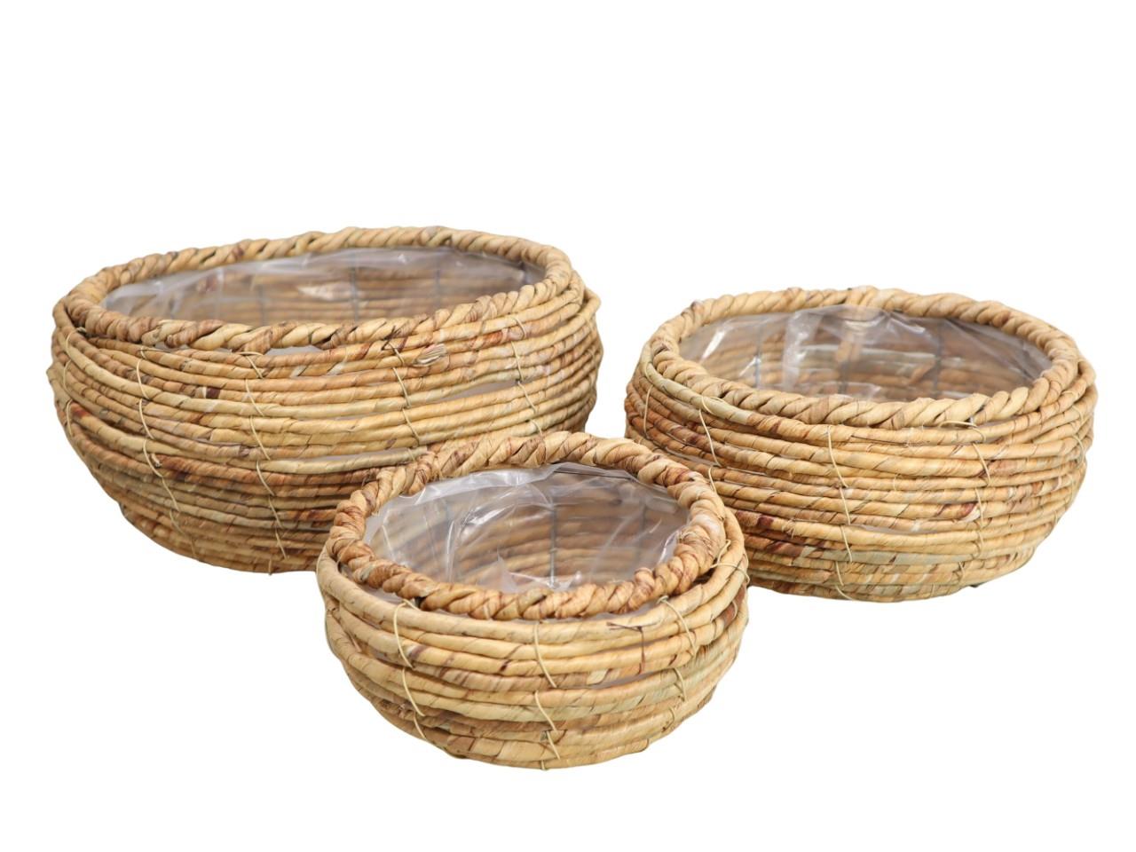 Pflanzkorb Strohseil Set/3 28x14, 23x12, 16x9cm natur NETTO