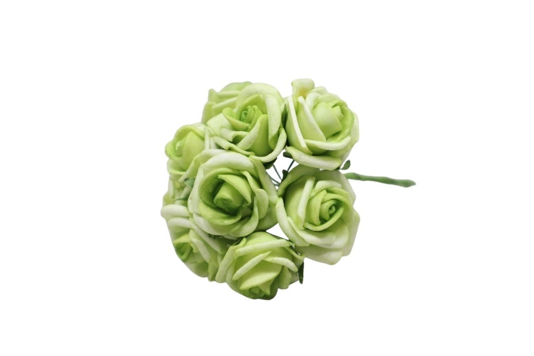 Foam Rose mit 9Blüten gebündelt grün 2cm