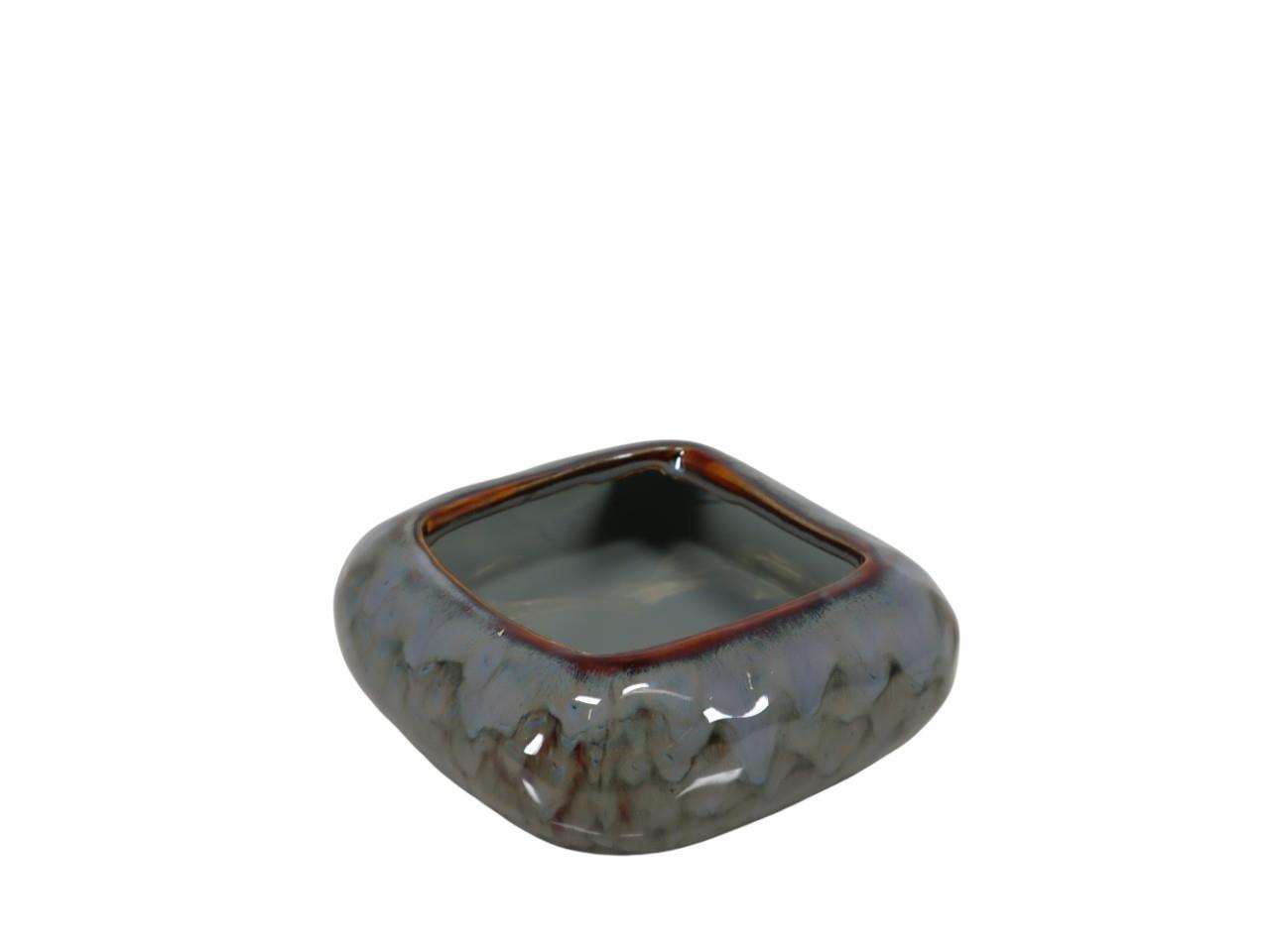 Schale Soft Edge viereckig Keramik schlammgrün D 16 cm