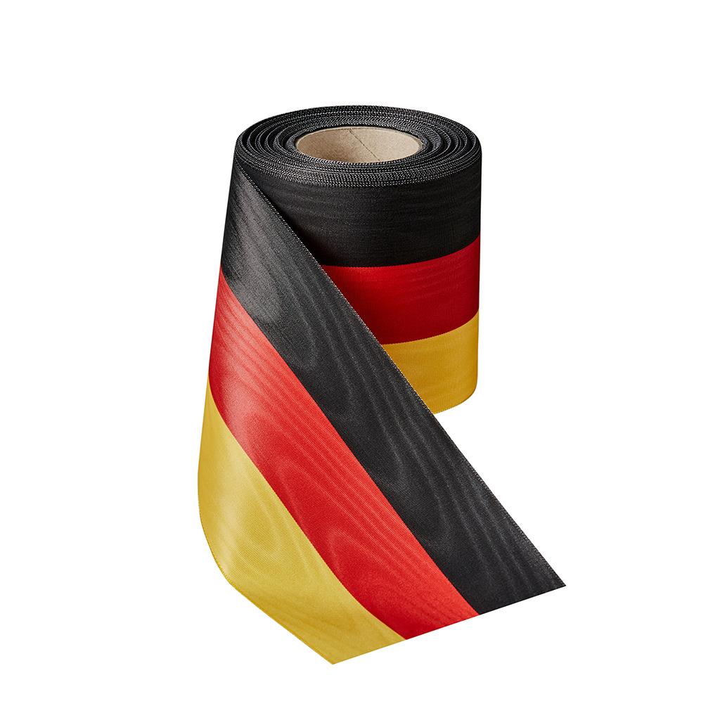 Nationalband 100mm NETTO Moire schwarz-rot-gold Nationalband 100mm NETTO Moire schwarz-rot-gold