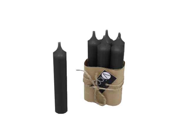 Stabkerze Rustika H180/21mm black (4Bund a 6Stück)