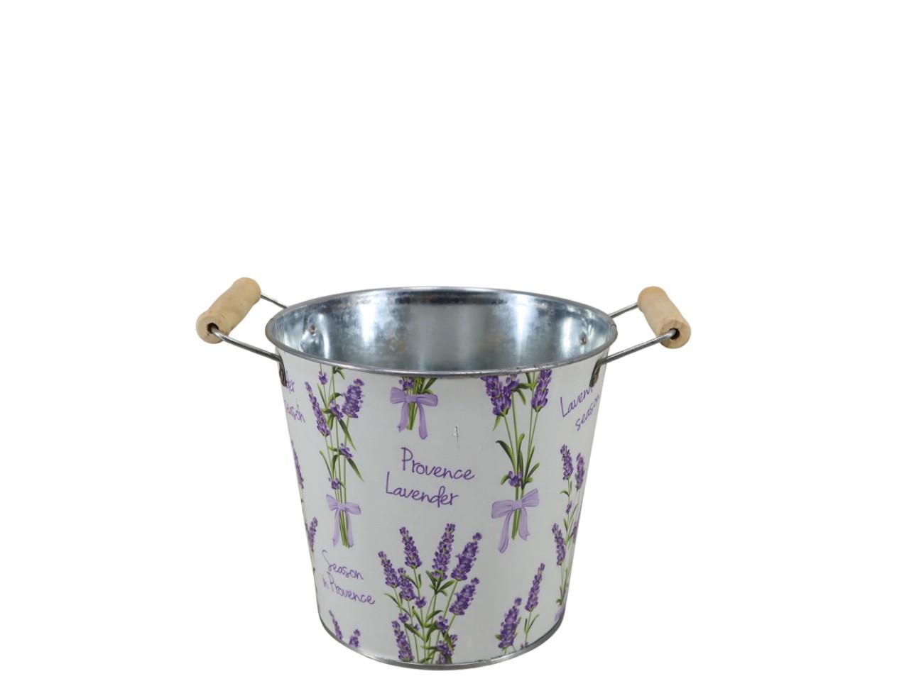 Übertopf m. Griffen "Lavendel" Metall D18cm