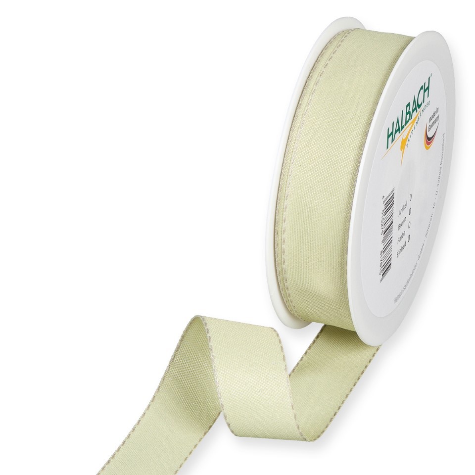 Dekorationsband 25 mm 20 Meter pale green/linen 290
