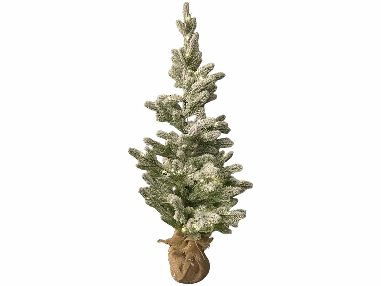 Tannenbaum im Jutesack 40LED Kunststoff grün beschneit H85cm
