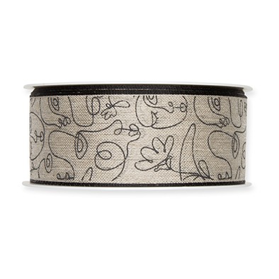 Leinen Druckband Gesichter 40 mm 15 Meter