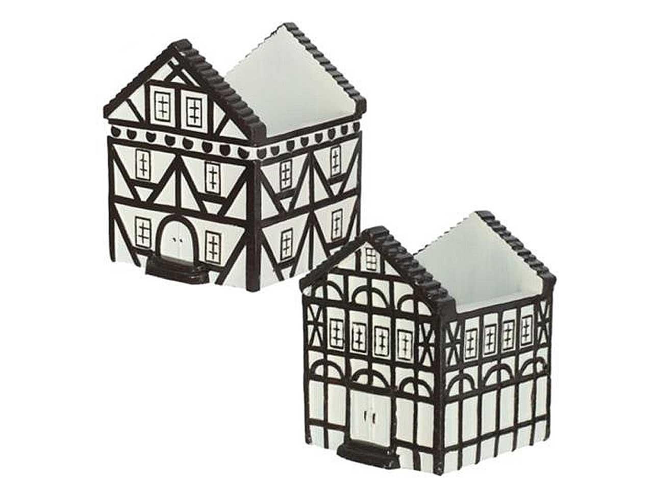 Übertopf Haus Keramik schwarz-weiß  Ø11x10,7cm H13cm