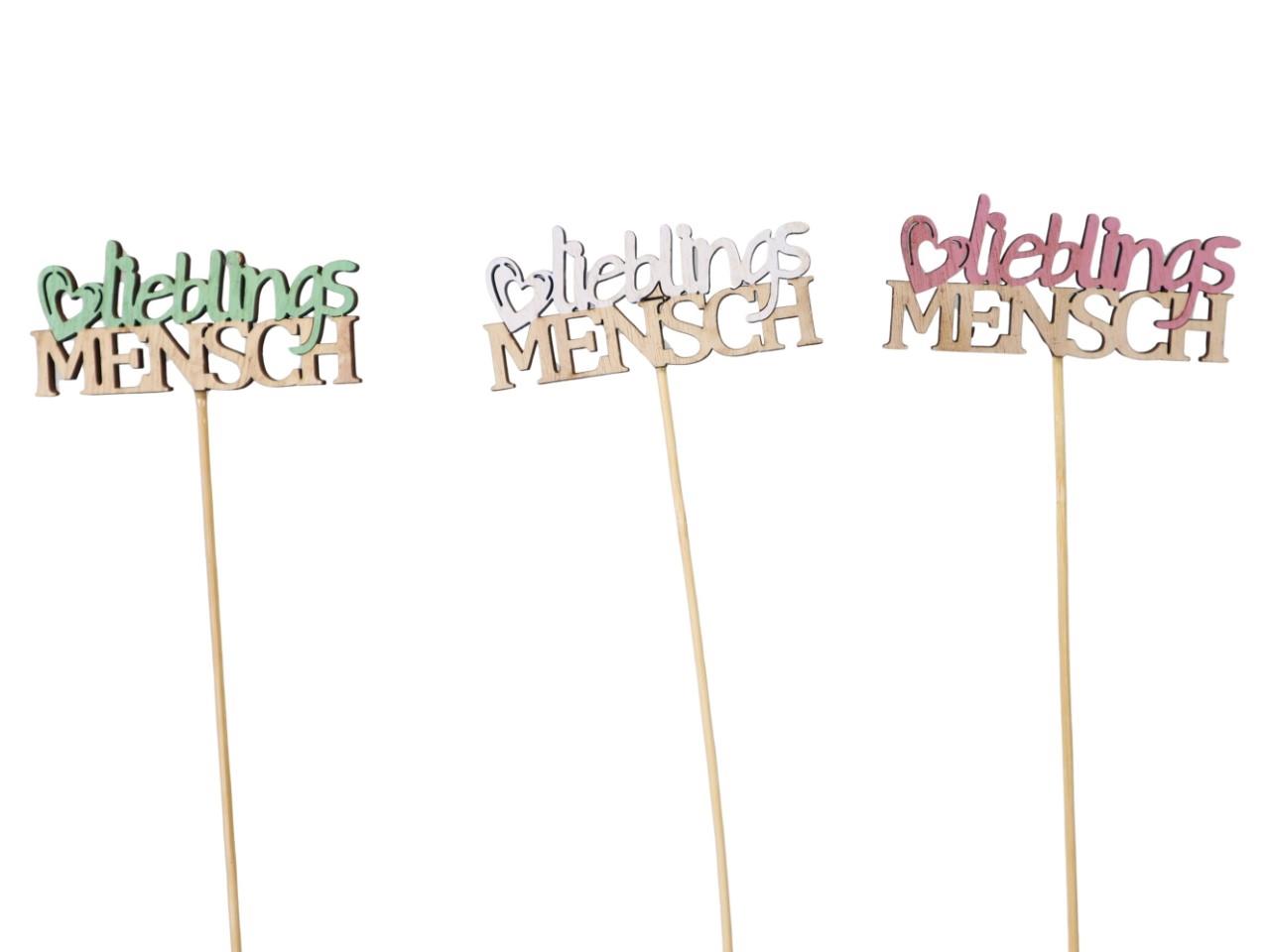 Stecker Spruch "Lieblingsmensch" Holz farbmix D10xL33cm
