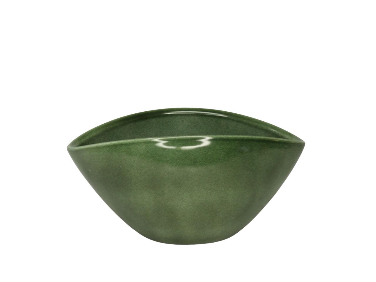 Keramiksteckschale oval laubgrün-lasur L20cm