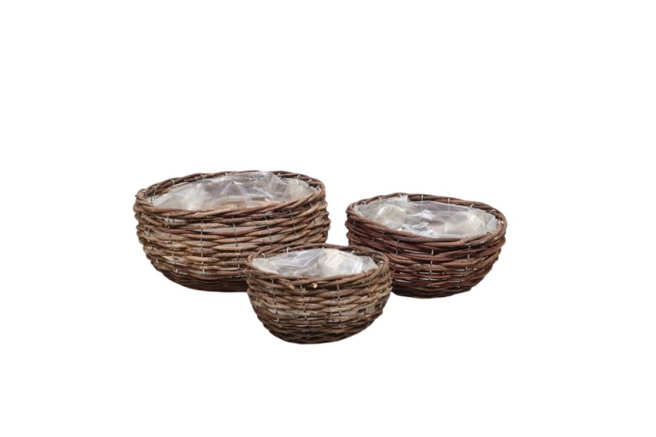 Korbsatz rund Set/3 Rattan natur D27/21/16cm