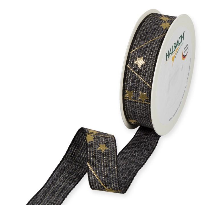 Druckband Sterne 25 mm 18 Meter black/gold 100 Druckband Sterne 25 mm 18 Meter black/gold 100