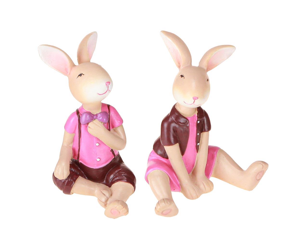 Hasen sitzend sort.  Polyresin rose-purple H9cm