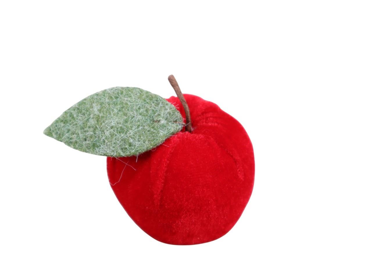 Apfel m. Blatt Samt rot 5x6cm