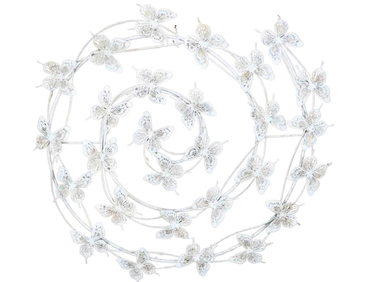 Wanddeko Schmetterlinge im Kreis Metall antikweiß D60cm