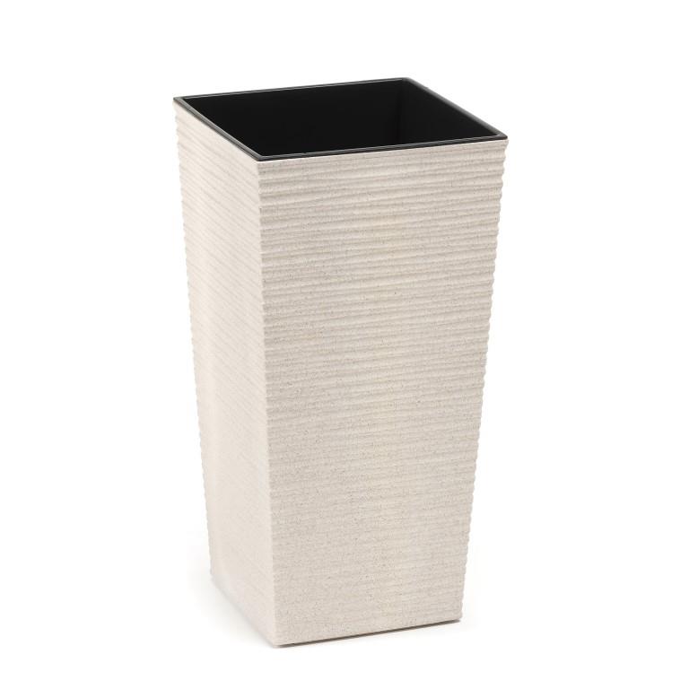 Eco Vase Plastik H47/D25cm eckig cream m.Einsatz 831-05