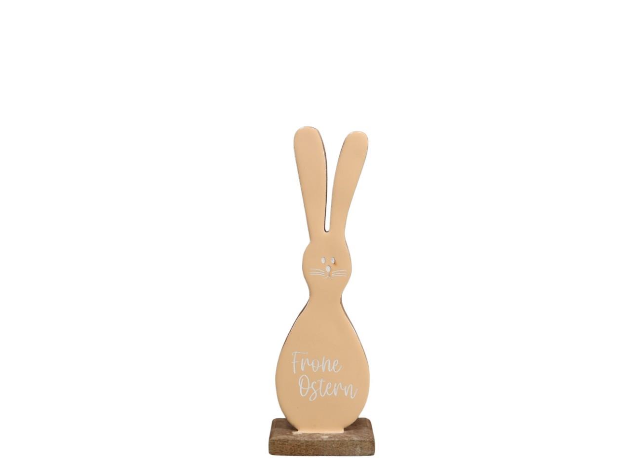 Hase stehend "Frohe Ostern" Holz apricot&weiß H31cm