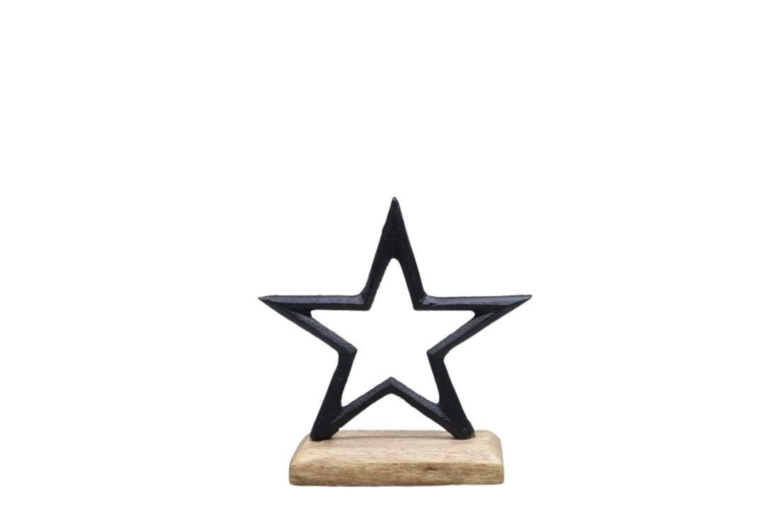 Stern auf Sockel Alu/Holz natur/schwarz D16cm Stern auf Sockel Alu/Holz natur/schwarz D16cm