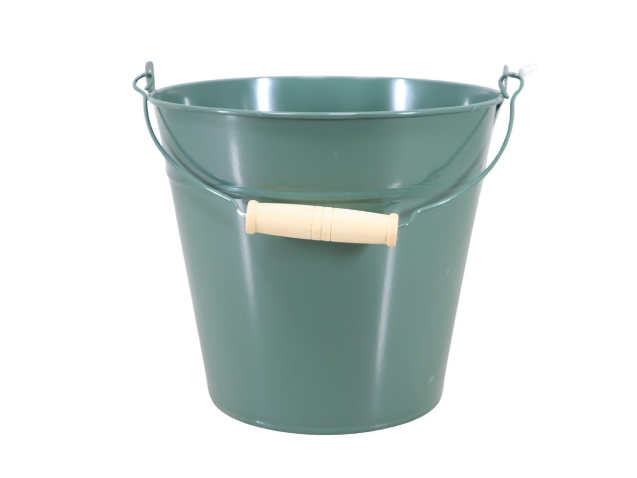 Übertopf mit Henkel Metall khakigrün D21cm