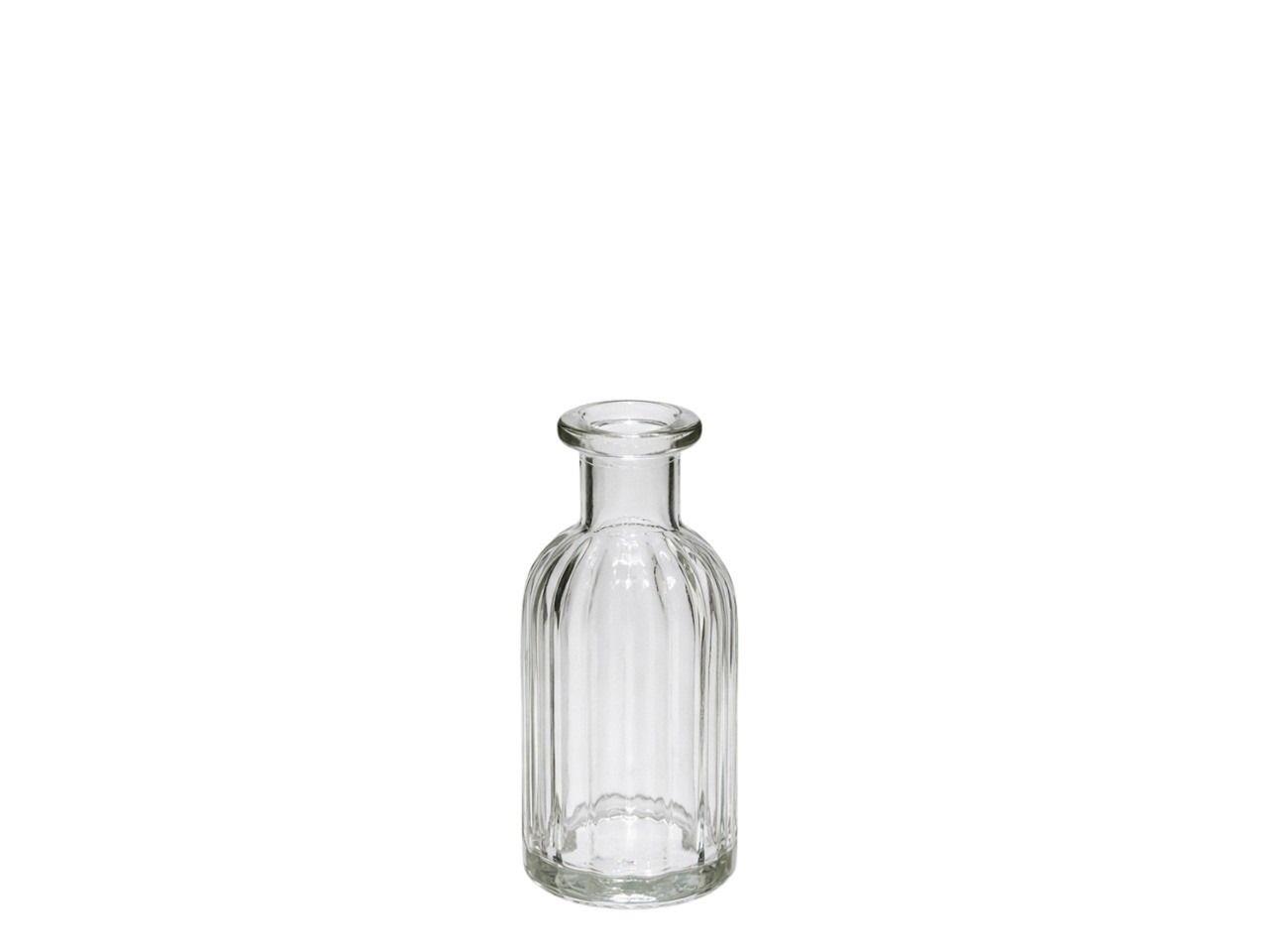 Flasche Glas Stripes klar D7,5x H 14cm Öffnung D 2,5 cm