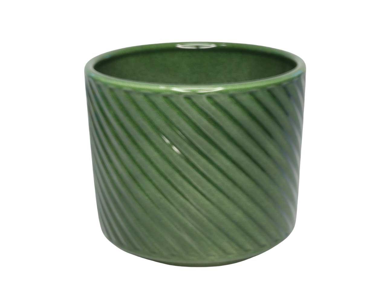 Keramikübertopf Spirelli laubgrün-lasur D16cm