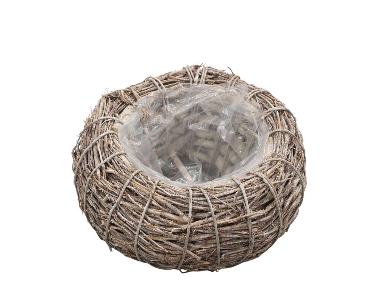 Pflanzschale rund Weide white-washed D33xH17cm