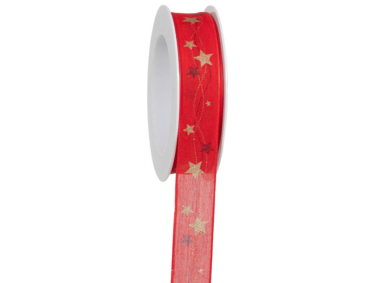 Band Lichterkette m. Draht 25 mm 18 Meter rot/gold 20/15