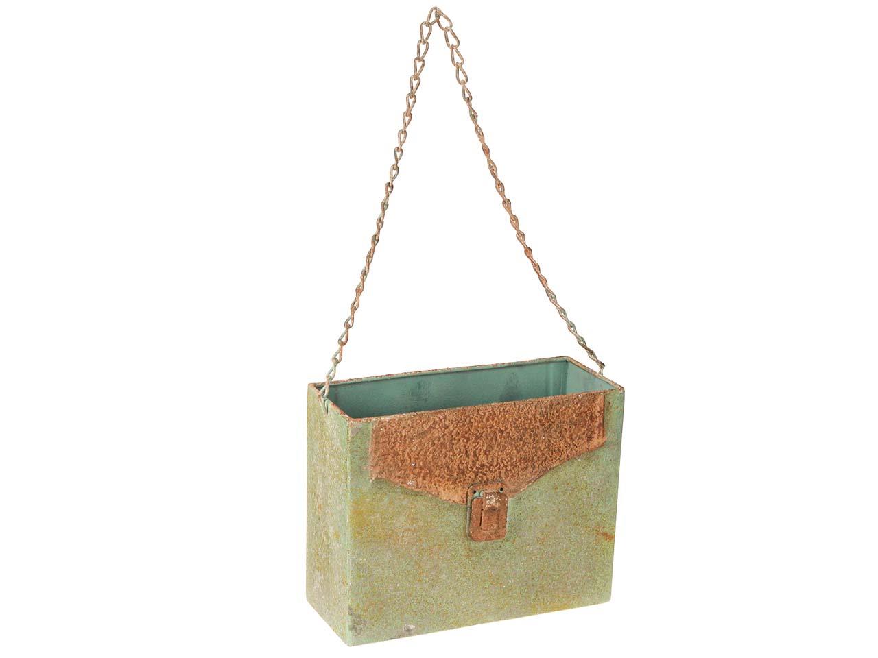 Pflanztasche Antik Metall grün/rost L20x8xH16cm