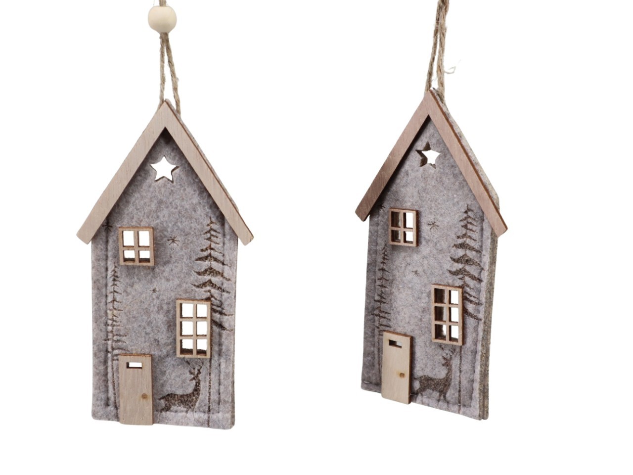 Haus z. Hängen Filz/Holz beige 15x8 cm