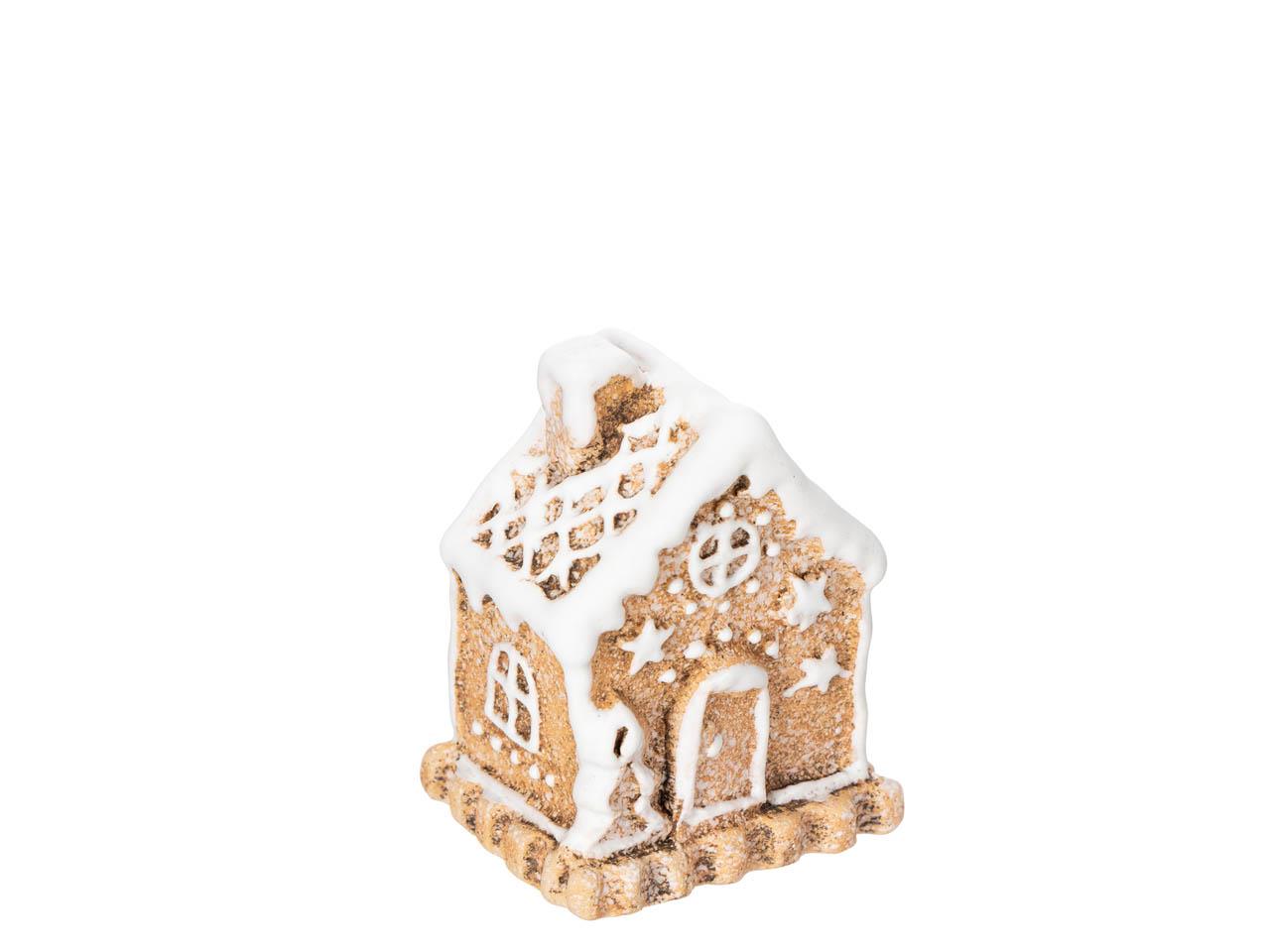 Haus Lebkuchen Steingut braun/weiß H6,8cm