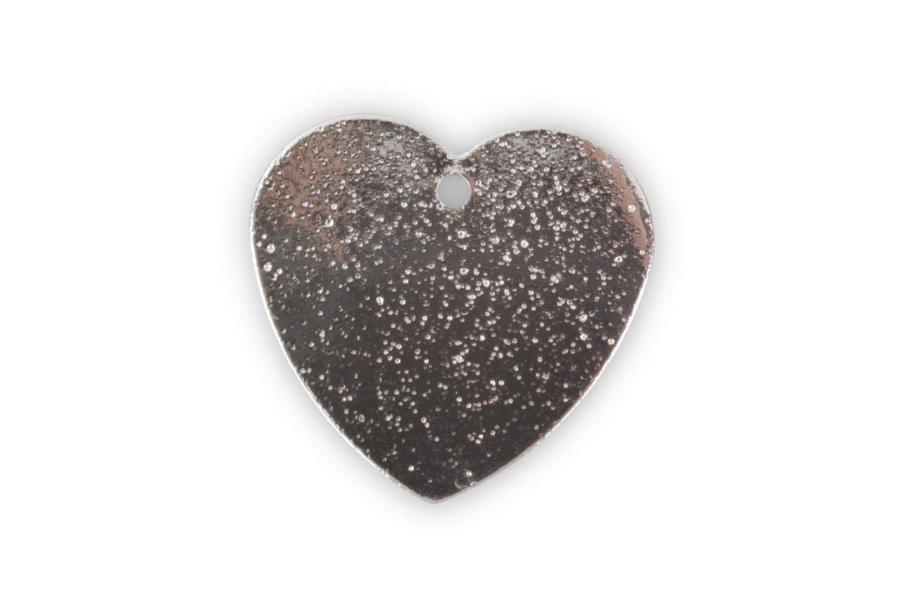 Herz Glitteroptik Metall silber D2,3cm