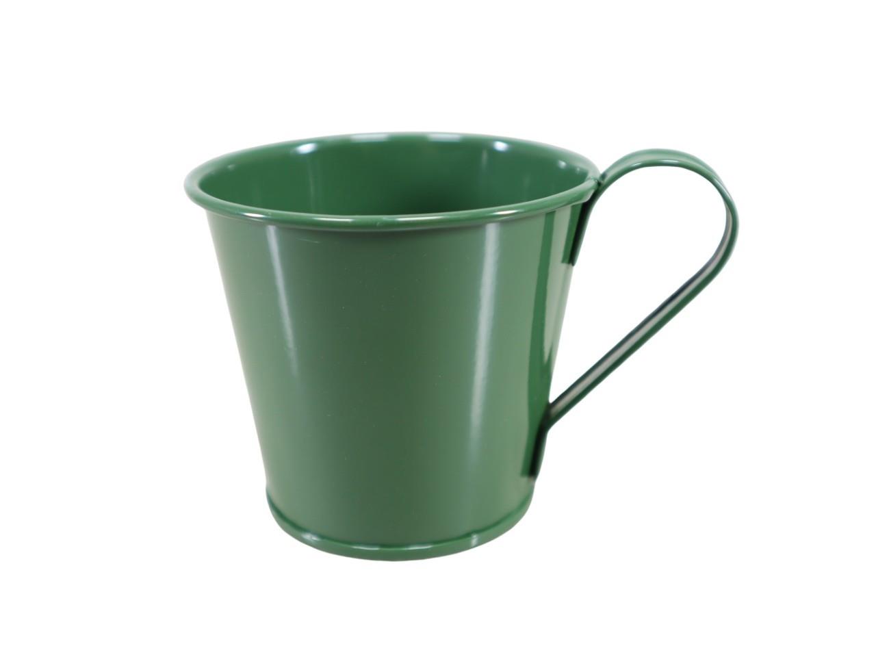 Tasse m. Stabkerzenhalter Metall dunkelgrün D8cm